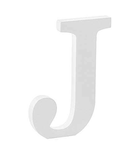 Libetui Letra J de madera para decoración del hogar, salón, habitación infantil, cumpleaños, fiesta, boda, café, color blanco, tamaño 20 cm