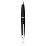 Giuneuow Presione la Pluma EstilográFica de Resina, Punta Extra Fina, Convertidor de Pluma de Tinta de 0,4 mm para Escribir Regalo, Negro (Clip Plateado)
