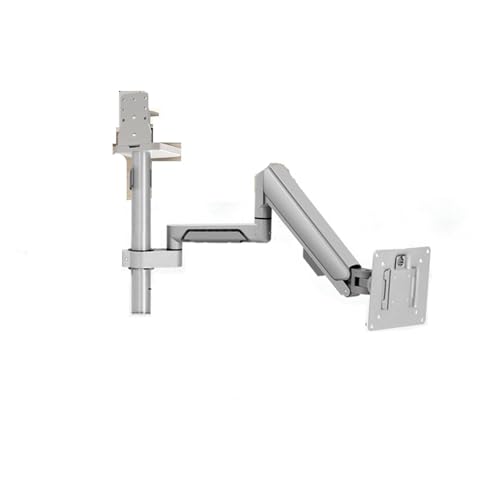 Support moniteur télescopique à vérin à gaz gris pour bureau de dortoir