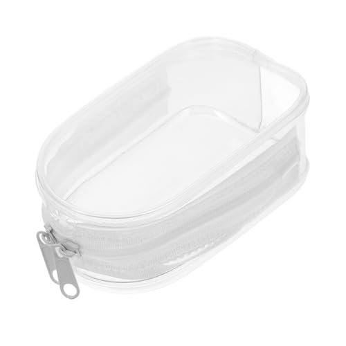 HEALLILY Bolsa de exhibición portátil de PVC transparente con cierre de cremallera, organizador ligero para muñecas y objetos pequeños, incluye llavero y uso al aire libre, blanco, 10.00X6.00X3.50CM