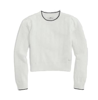 vineyard vines Girls Novelty Stitch Puff Sleeve Crew Sweater, Marshmallow, Small