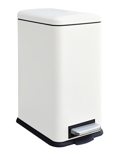 JM.YIPENG - Pattumiera a pedale da 17 l, con coperchio e contenitore interno, rettangolare, per soggiorno, ufficio, colore: bianco