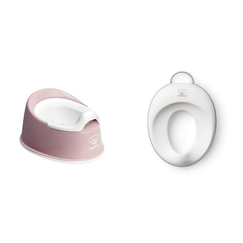BabyBjörn Smart Potty, Powder Pink/White & BABYBJORN Toilet Trainer, White/Gray, 1 Count (Pack of 1)