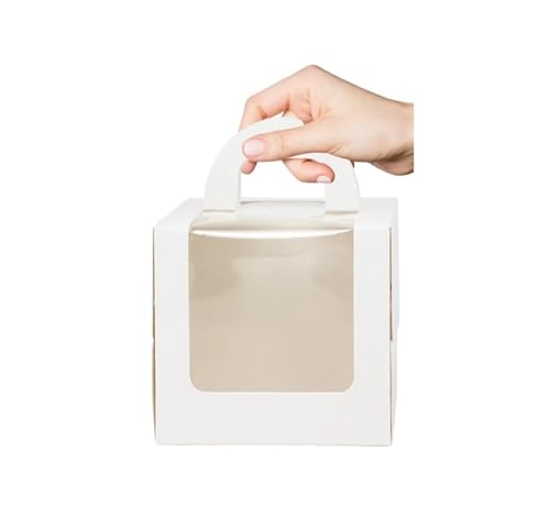 LYHYDMA Cajas para tartas Caja De Embalaje For Pasteles Con Ventana, Papel Portátil For Bodas, Fiestas Cumpleaños, Magdalenas, Y Postres, 5/10 Uds(10pcs,13x13x10cm)