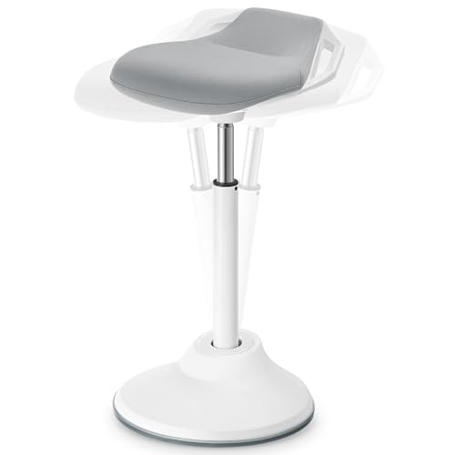 Image of SONGMICS Standing Desk Chair, Adjustable Ergonomic Wobble Stool, 23.6-33.3 Inches Drafting Chair, Swivel Sitting Balance Stool, Fabric Upholstery, Anti-Slip Bottom Pad, Dove Gray UOSC002G01