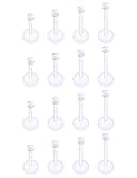 Xnsjeyy 16G Transparent Flat Back Clear Earrings For Sports Work Surgery Plastic Nose Tragus Forward Helix Conch Cartilage Lobe Earrings Stud Medusa Labret Monroe Lip Ring Piercing Jewelry Retainers