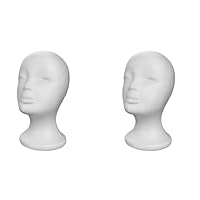 2 Pieces Foam Mannequin Head, Polystyrene Head, Female Foam Wig Stand, Wig Stand, Foams Display Heads, For Hairdressing Hats Arts Halloween Hairpieces