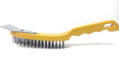 EXCEL IMPEXCarbon Steel Wire Hand Brush with Sc for for Rust, Corrosion and Paint Removal- 30 cm Length