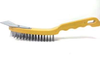 EXCEL IMPEXCarbon Steel Wire Hand Brush with Sc for for Rust, Corrosion and Paint Removal- 30 cm Length