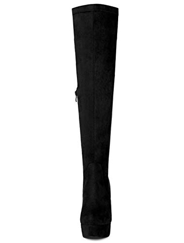 Allegra K A19050800UX0178 Women'S Platform Block Heel Black Over Knee High Boots thumb #2