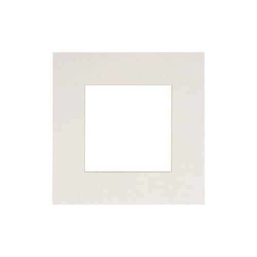 10x10 Mat Bevel Cut for 6x6 Photos - Precut Textured White Square Shaped Photo Mat Board Opening - Acid Free Matte to Protect Your Pictures - Bevel Cut for Family Photos, Pack of 1 Matboard Show Kit