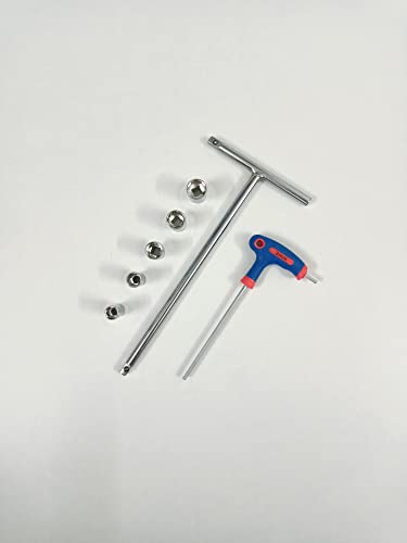 Image of 1 /4 inch Drive T-Handle with 8mm, 9mm, 10mm, 11mm and 12mm hex socket and 3mm Hex Allen Key, Anti-Slip & Anti-Corrosion properties (Combo 12)