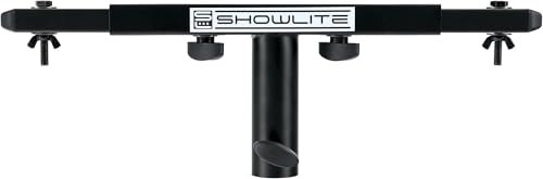 Showlite - Showlite SAT-02 T Double Traverse Transversale (Traverse pour 2 projecteurs, à emboîter sur Tube de trépied 35 mm, Acier) Noir