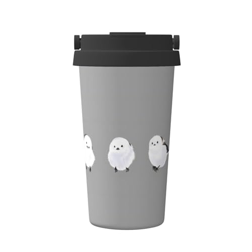 Asamike 500ml タンブラー 蓋つき マグカップ シマエナガ かわいい 鳥-9 ステンレス コーヒーカップ コンビニマグ 携帯マグ 大容量 ビール コーヒー ボトル 保温 保冷 持ち運び カップ 直飲み KFBZ157