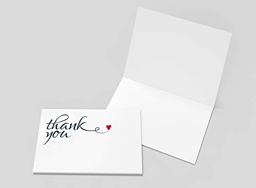 Note Card Cafe Thank You Cards With Red Envelopes | 72 Pack | Heart Felt Thank You | Blank Inside, Glossy Finish | For Greeting Cards, Occasions, Birthdays, Gifts #TOP5