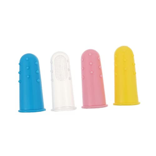 POPETPOP 4 piezas Cepillo de Dedo de Silicona para Bebés de Cepillo de Dedo para Limpieza y Masaje Oral para Recién Nacidos Bucal Efectiva y Portátil