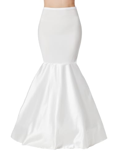 BEAUTELICATE Cancan mulher colina saiote de sereia com 1 aros anágua de de peixe para vestidos trompete saia vestido de noiva sereia, Branco, S