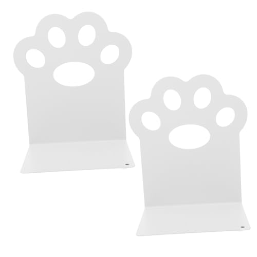 SAFIGLE Sujetalibros de Metal Forma de Pata de Gato Blanca Organizador de Escritorio Estable y Decorativo Soporte Multifuncional para Libros Documentos y Revistas Hogar y Oficina