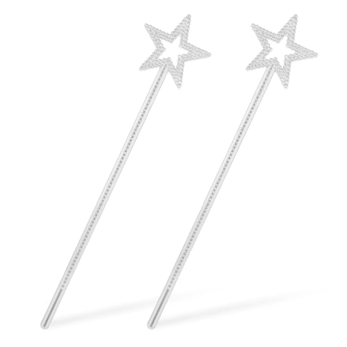 Molain Lot de 2 baguettes magiques de princesse pour enfants - Étoile pailletée - Accessoires de costume - Baguette magique d'ange pour anniversaire,...