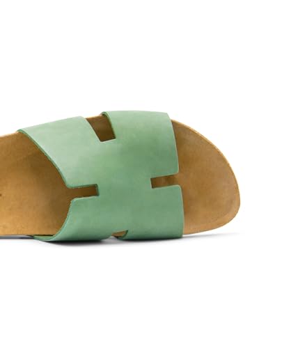 Image of Sandgrens Handmade Unisex Cork Slides | European Top Grain Leather Sandals with Soft Suede Footbed and EVA Rubber Sole | Avila