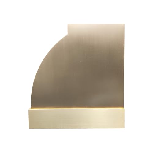 Image of SINDA Brushed Brass Range Hood with a High CFM Vent Includes LED Lights Baffle Filter and Straps 48 inchW x 26 inchH x 24 inchD Wall Mount