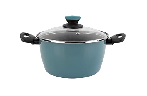 Magefesa Lotus Pentola 20 cm in acciaio vetrificato esterno blu antiaderente doppio strato rinforzato, adatto a tutti i tipi di fornelli, speciale induzione. 50% risparmio energetico.