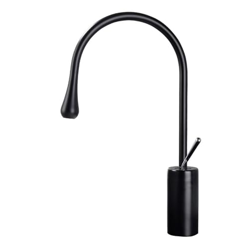 Mitigeur de lavabo noir rotatif à 360° en laiton pour salle de bains