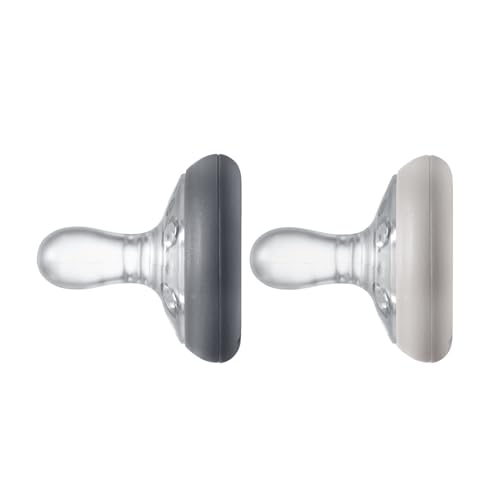 Image of Tommee Tippee Breast-Like Pacifier, Skin-Like Texture, Symmetrical Design, BPA-Free Binkies, 0-6m, 2-Count, Slate/Cedar