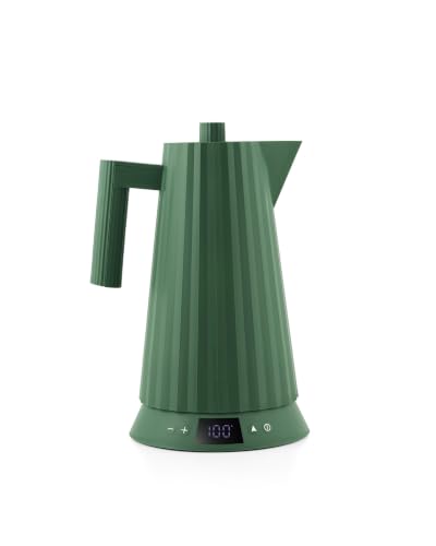 Alessi Plissé MDL21 GR - Bouilloire Électrique à Température Réglable, Design, en Résine Thermoplastique, Prise Européenne, 2200 W, 170 cl, Verte