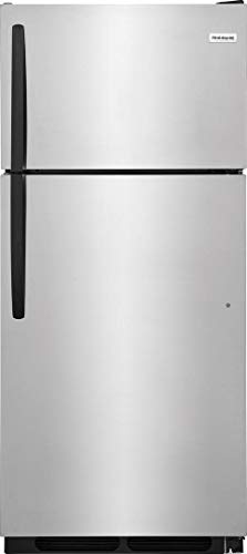 FFHT1621TS 28 Top Freezer Refrigerator with 16.3 cu. ft. Total Capacity 2 Full Width SpaceWise Glass Refrigerator Shelves 1 Full Width Wire Freezer Shelf and 2 Full-Width White Freezer Door Racks in Stainless Steel