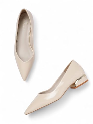 Marc Loire Women's Pump Shoes with Comfortable Heels (Cream, UK Footwear Size System, Adult, Women, Numeric, Medium, 8)