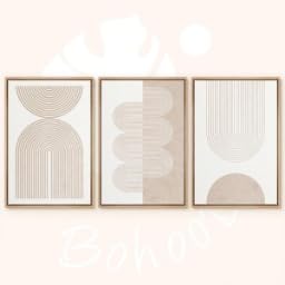 Affiche abstraite moderne vagues et spirales, lot de 3 affiches beiges style bohème