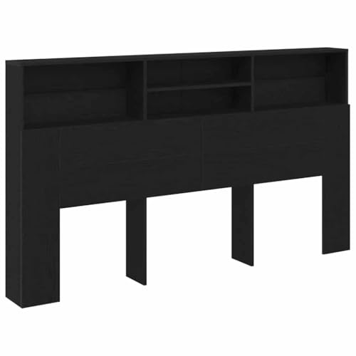 vidaXL Headboard Cabinet Black oak 180 x 19 x 103.5 cm Engin