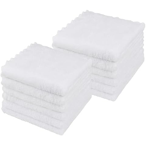 Orighty Ultra Soft Washcloths 12 Pack, Premium Microfiber Towel Sets 12 x 12 inches, Absorbent and Quick Drying Coral Velvet Washcloth, Multi-Purpose Wash Cloths for Bathroom, Hotel, and Gym (White) Cover