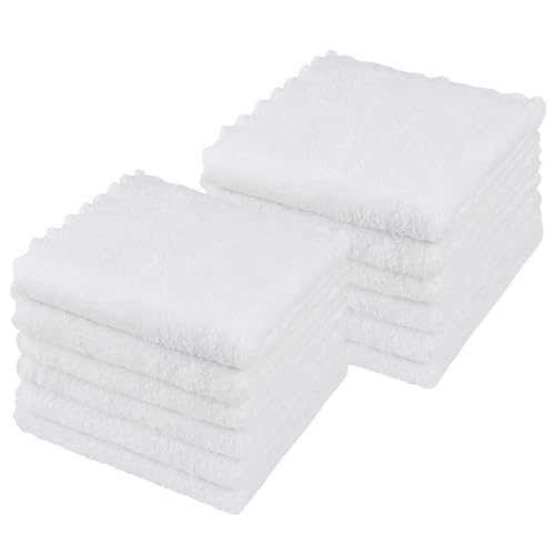 Image of Orighty Ultra Soft Washcloths 12 Pack, Premium Microfiber Towel Sets 12 x 12 inches, Absorbent and Quick Drying Coral Velvet Washcloth, Multi-Purpose Wash Cloths for Bathroom, Hotel, and Gym (White)