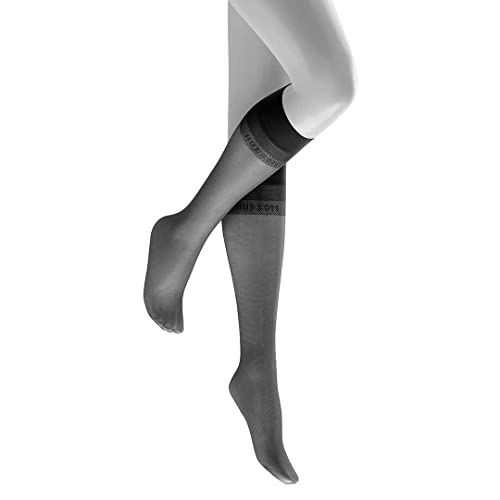 Hudson - Calcetines hasta la rodilla transparentes para mujer, color Negro 005, talla 39-42