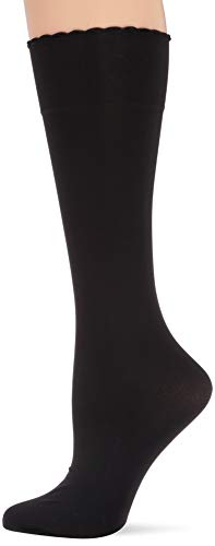 HUE Women's Graduated Compression Opaque Knee Hi Sock, Black/Black/Black, One Size