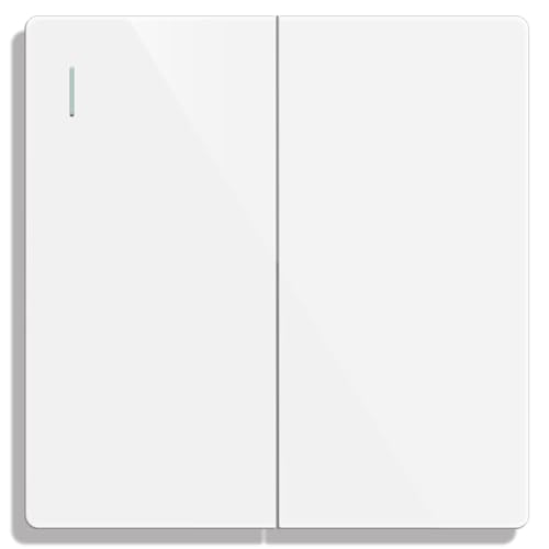 ZFQ Big Rocker Button Switch White Wall Panel Electrical Double Light Switch, 2 Gang 2 Way, 10A 250V