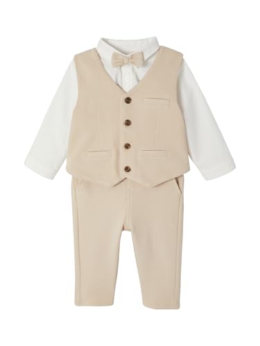 VERTBAUDET Ensemble 4 pièces bébé garçon cérémonie Beige 3M(60CM)