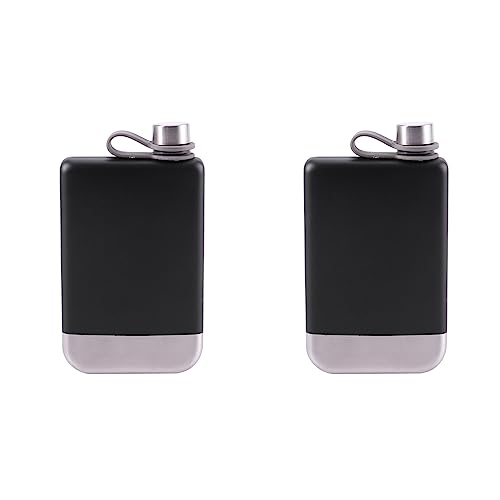 Botella de whisky ideal para regalos, juego de 2 frascos de bolsillo de 9 oz en acero 2