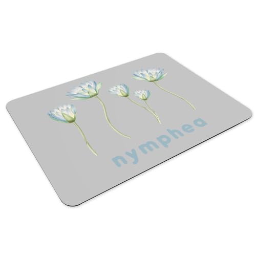 Sets de table caoutchouc gris nymphea nénuphar fleurs : grand format 39,5x28,5 cm - 3