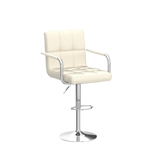 Image of Yaheetech Bar Stools Set of 4, Swivel with Backs, Adjustable Height, Beige