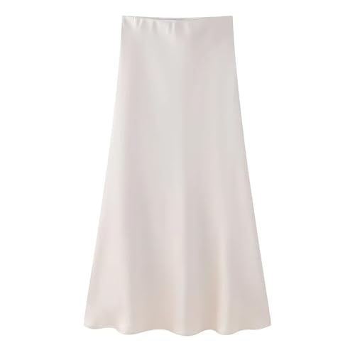 Satin Skirt Women's Fashion Multi Color Casual Elegant Silk Texture Midi Half Body Skirt High Waist Bag Hip Middle Long Skirt