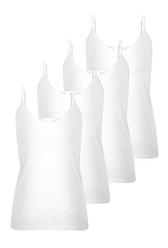VERO MODA Damen VMMAXI My Soft V Singlet GA 4PACK 10247491. 4X Bright White, S – Ansicht 1