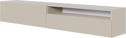Selsey Meuble TV Armoire De Télévision 175 cm Suspendu Façade Fraisée Compartiment Ouvert Beige...