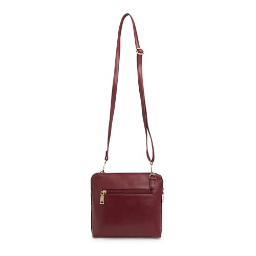 Image of Caprese Siji Tresana Small Crossbody Bag for Women | Kashida Embroidery Sling with Adjustable & Detachable Strap, Secured Zip Closure | Stylish & Spacious Handbag for Everyday Use & Travel