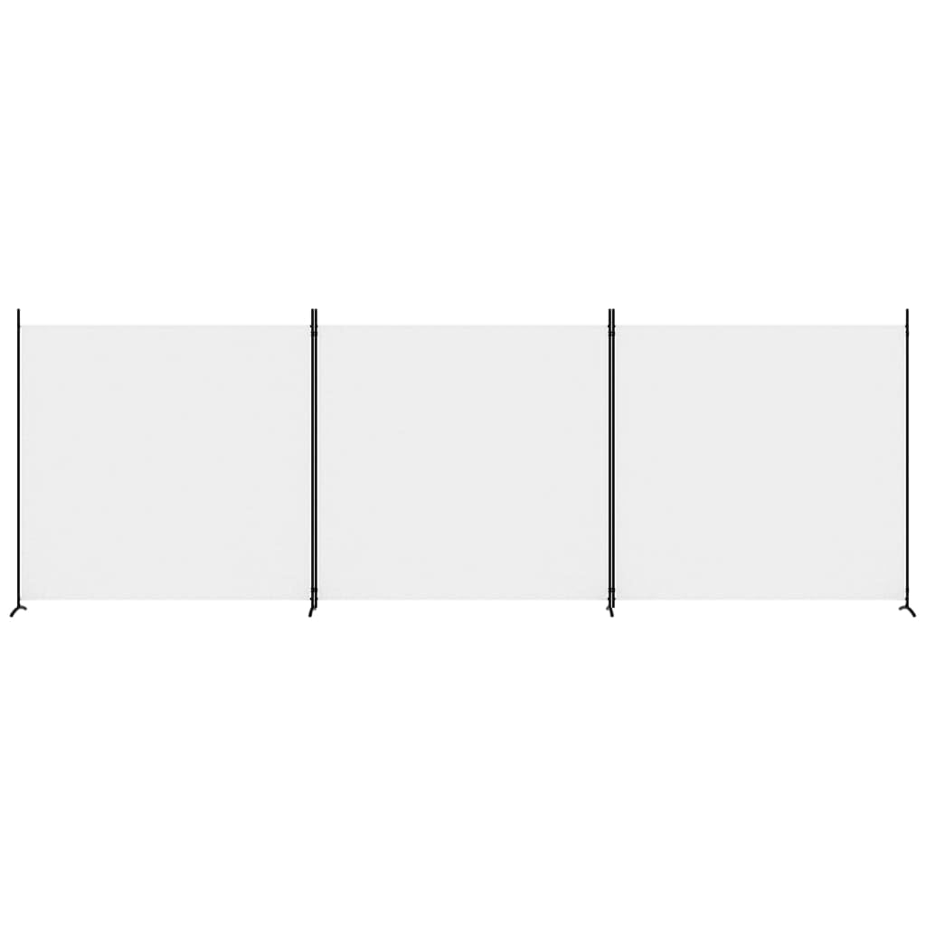 Paravent en Tissu Blanc, 3 Panneaux, 525 x 180 cm, 100% Polyester, Séparateur de Pièce, Cloison de Séparation Intérieur, Paravent Extérieur, Pliable