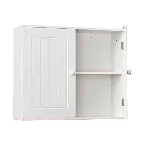 BRIEFNESS Hanging Bathroom Storage Cabinet with Adjustable Shelves Cover