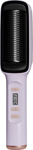 Teelite Professional Ionic Plus Hot Hair Straightening and Curling Comb, Plastic Plancha de Cabello with Heated Straightener Brush, 2-in-1 Hair Straightener Brush for Faster Styling Time (Purple)