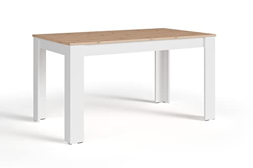 byLIVING Esstisch NORI/Moderner Küchentisch in Eiche-Optik/Untergestell Melamin weiß/Großer Tisch / 140 x 80, H 75 cm byLIVING Esstisch NORI/Moderner Küchentisch in Eiche-Optik/Untergestell Melamin weiß/Großer Tisch / 140 x 80, H 75 cm